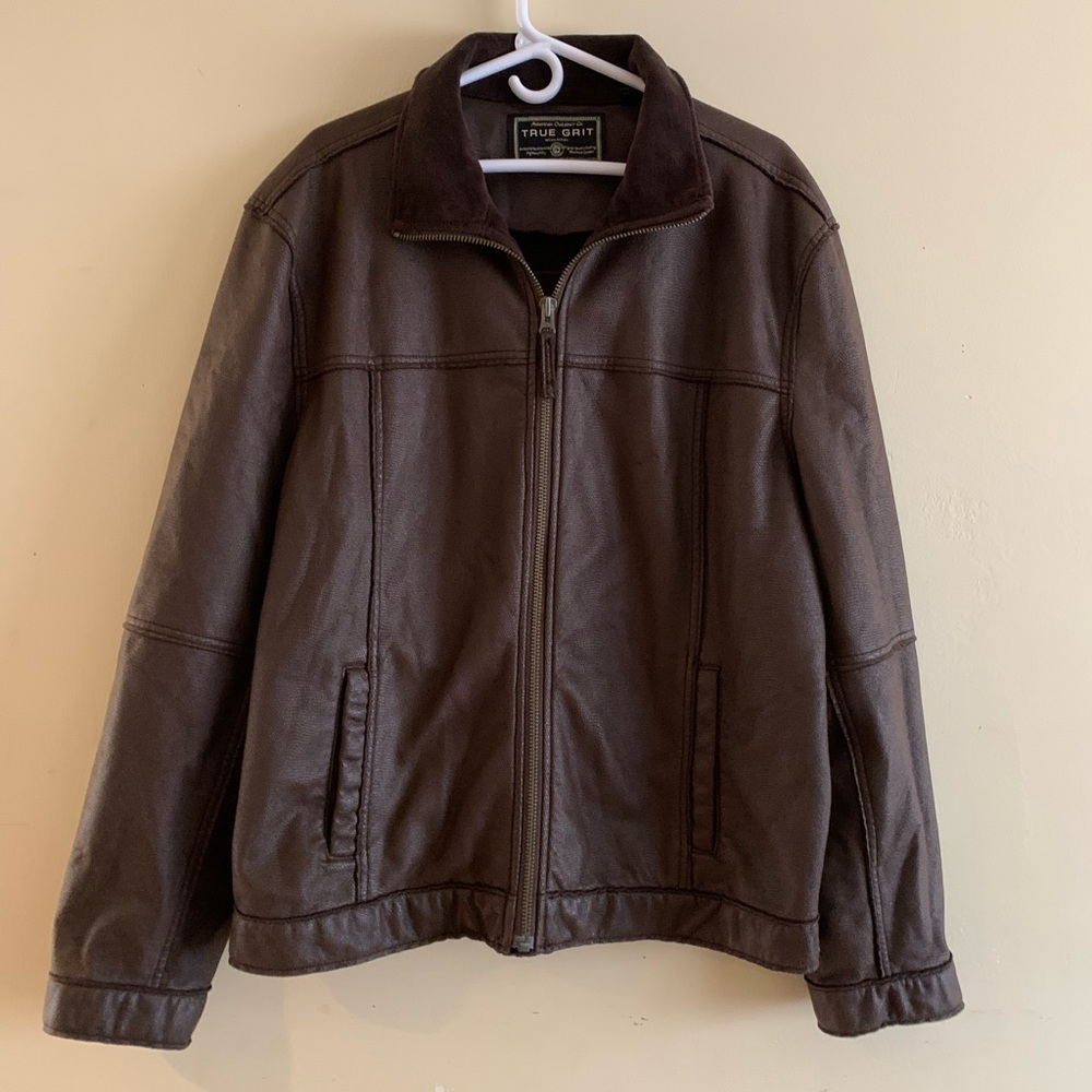 True Grit Faux-Leather Jacket Brown XL